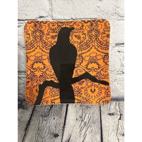 2 Rae Dunn Halloween Magenta M Studios Crow Black Bird Spider Web Snack Plates - Picture 3 of 6